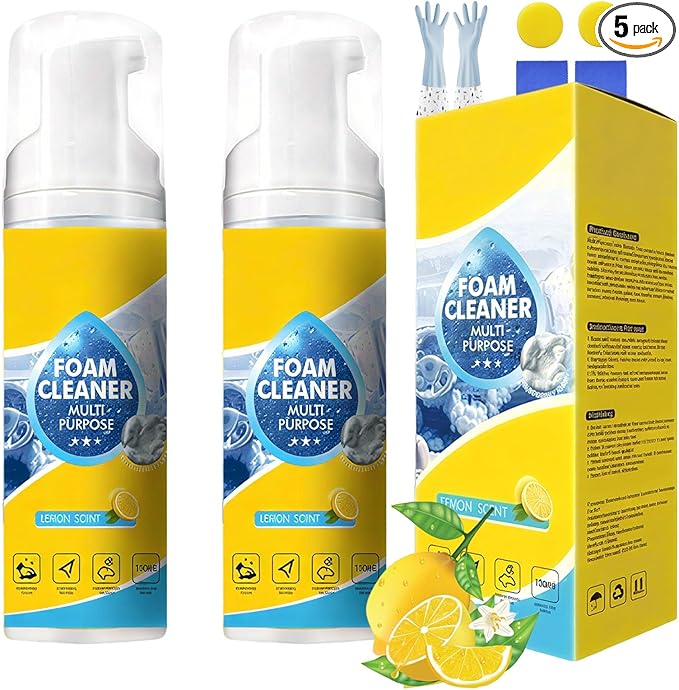 Powerful & Multipurpose Car Interior Foam Cleaner, All-Purpose Rinse-Free Foam Cleaner Spray, Multifunctional Car Interior Cleaner, Foam Cleaner All Purpose for Car, Kitchen, Bathroom (2Sets)