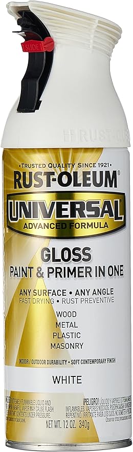 Rust-Oleum 245199 Universal All Surface Spray Paint, 12 oz, Gloss Pure White