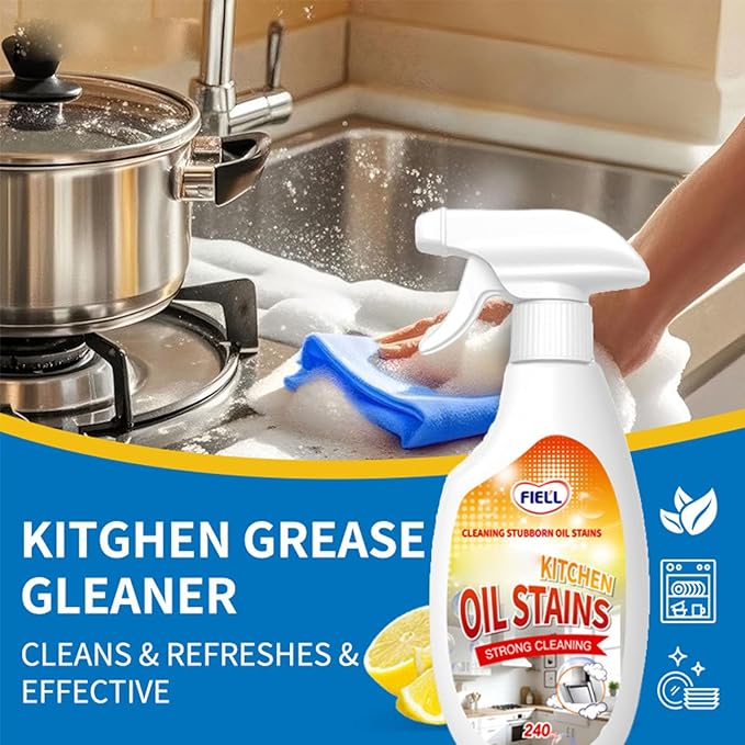 FIELL Heavy-Duty Kitchen Degreaser Foam Cleaner, 8.46 fl.oz Clean Kitchens Up Kitchen Oil Cleaner, Multipurpose Oil Stain Remover Spray, Multi functiona Foam Cleaner Spray (3PCS)