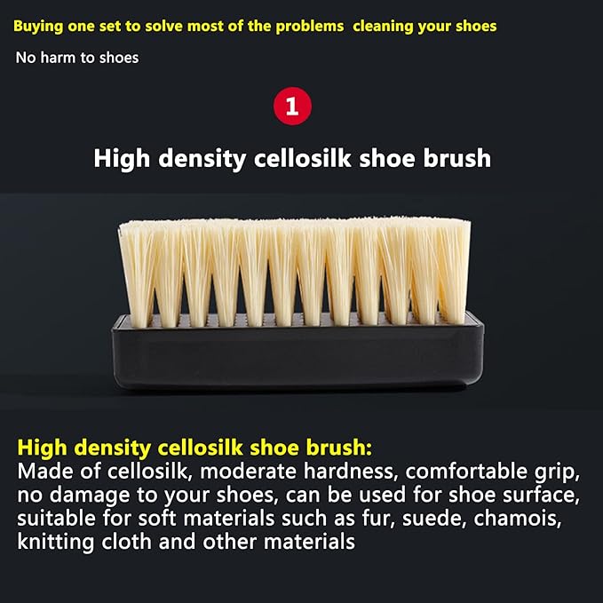 GUZI 2Pcs Professional Cleaning Shoe Brush Plastic Soft Brush Hard Brush Household Cleaning Set Shoe Care Leather Care Shoe Brushes for Cleaning