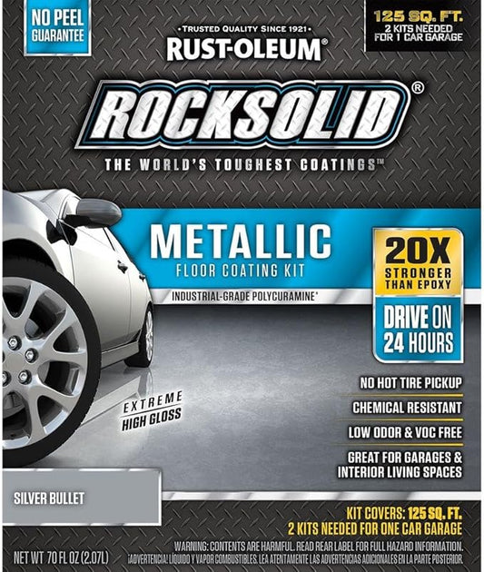 Rust-Oleum 286983 Metallic Floor Coating Kit-Silver Bullet