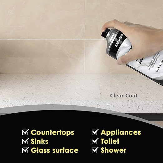 NADAMOO 2K Granite & Marble Sealer Spray, 2-Parts Formula Sealant with Stronger Adhesion and Enhanced Wear Resistance, Seal & Protect Kitchen & Bath Surfaces, Clear, 2 Cans