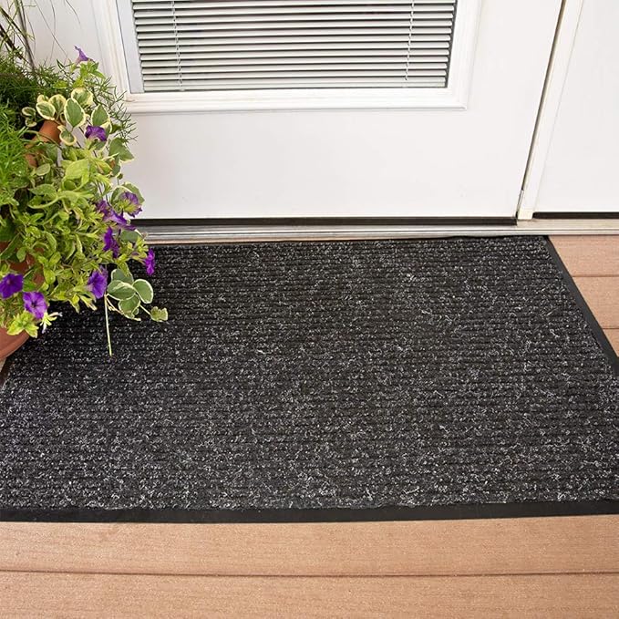Notrax 109 Brush Step Carpeted Indoor/Outdoor Entrance Mat for Home or Office, 4' X 8', Absorbent Slip Resistant Heavy Duty Entry Mat, Charcoal, 109S0048CH