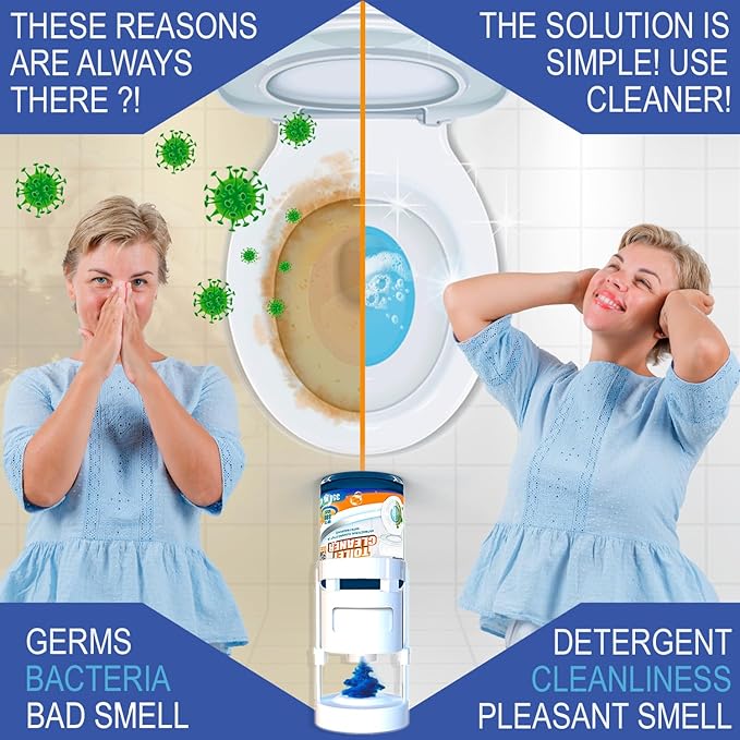 eHouse Automatic Toilet Cleaner with Refill — Flush-Activated Toilet Bowl Cleaner, Household Cleaning Solution - Toilet Cleaners for Hard Water, Removes Rust & Limescale, Fresh Apple Scent.
