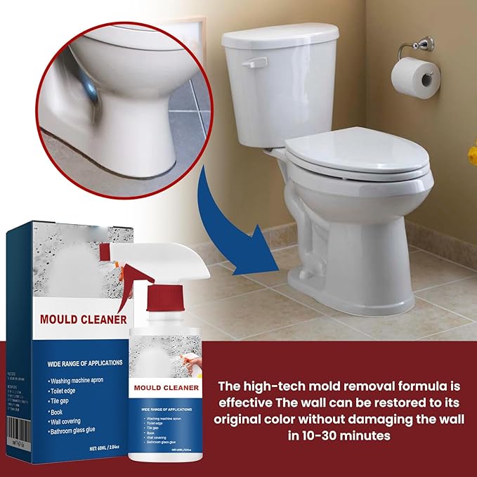 RAINPOT Mould Cleaner Spray Powerful Foam Cleaning Spray | Multi-Surface Fast-Acting Stain Remover for Kitchen, Bathroom, Wall and Tile Cleaning, No Scrubbing Required (2, 2.04oz*2)