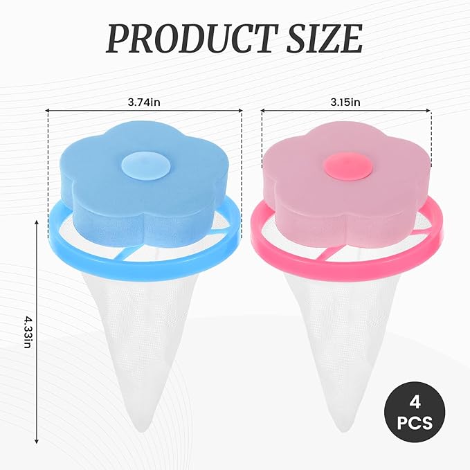 4PCS Pet Hair Remover for Laundry, Reusable Lint Catcher for Washing Machine, 2026 Upgraded Household Lint Trap Cleaning Mesh Bag, Laundry Pet Hair Catcher for Dogs and Cats