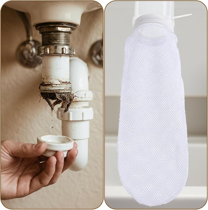 32Pcs Sturdy Lint Traps for Washing Machine Hose, Includes 8 Nylon Washer Hose Lint Trap Mesh and 24 Cable Ties, White Washer Lints Catcher for Home Sink Drain System Hoses Screen Filter (White)