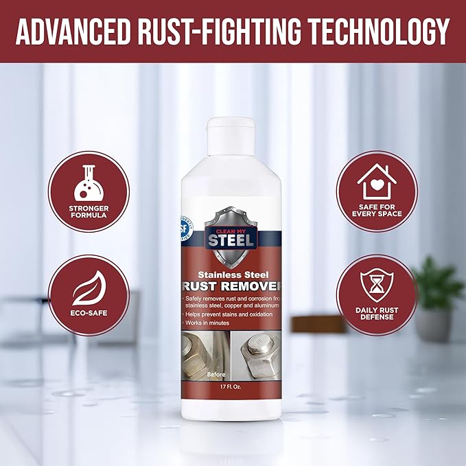 CLEAN MY STEEL Stainless Steel Rust Remover and Stain Cleaner | 1 Liter | NSF Certified | Commercial & Industrial Grade