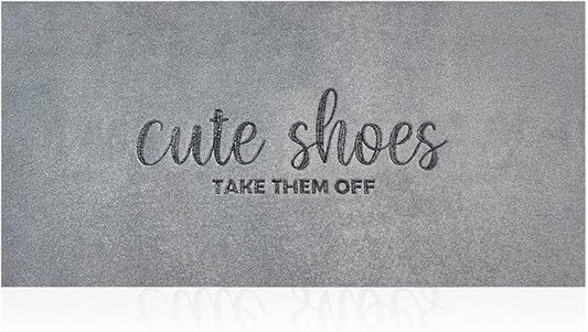 Cute Shoes Take Them Off Welcome Doormat for Front Door Mats Entryway Outdoor Indoor Muddy Washable Durable Rubber Backing for Entry Mat 47x18 Light Grey