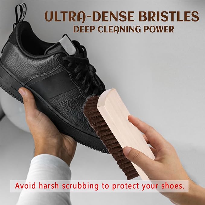 Shoe Brush Boot,Horse Hair Brush for Leather Suede Brush,Shoe Brushes for Cleaning(2 Pcs)