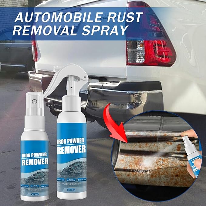 Multi-Functional Quick-Acting Rust Removal Spray, 2026 New 100ml Multipurpose Iron Powder Remover Spray for Car, Fast-Acting Formula & Easy Sprays Application for Metal, Bikes, Tools (100ML+30ML)