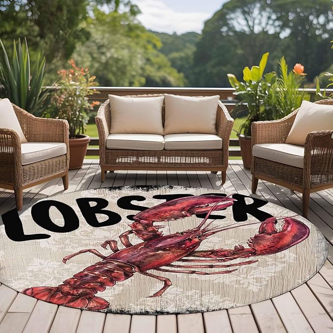 Nautical Ocean Wood Texture Round Rug 6 Ft, Circle Area Rugs Washable Non Slip Indoor Floor Mats Carpet for Living Room Bedroom Dining Room Home Decor