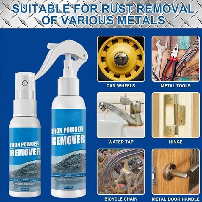 Multi Purpose Rust Remover Spray, Iron Powder Remover, Rust Removal Spray, Instant Remover Spray, Iron Out Rust Stain Remover, Car Rust Removal Spray (2pcs, 30ml)