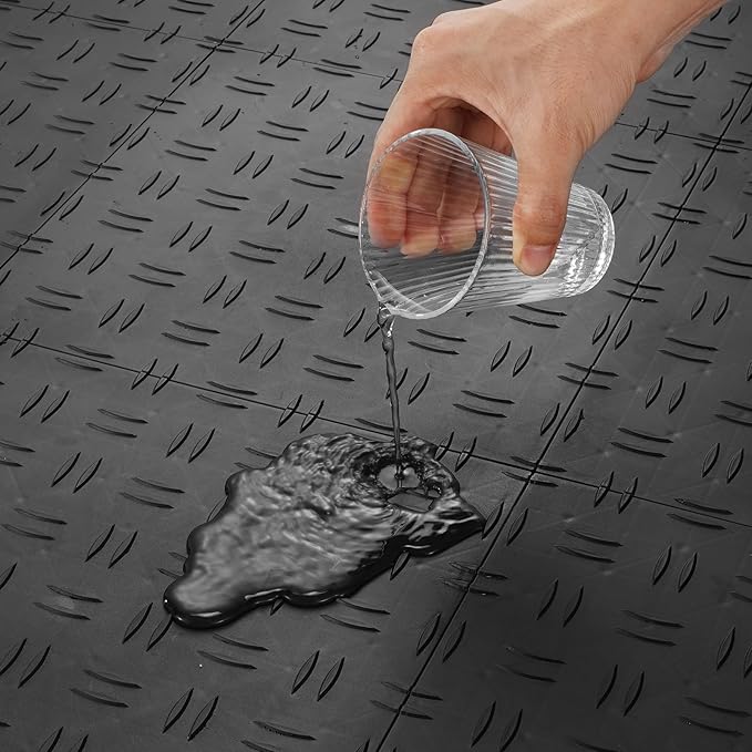 VEVOR Garage Floor Tiles 12 x 12 x 0.53 inch, Interlocking Design Ease of Installation Double-Sided Texture Non-Slip Sturdiness, for Garages, Basements, Repair Shops, Black, 50 Pack