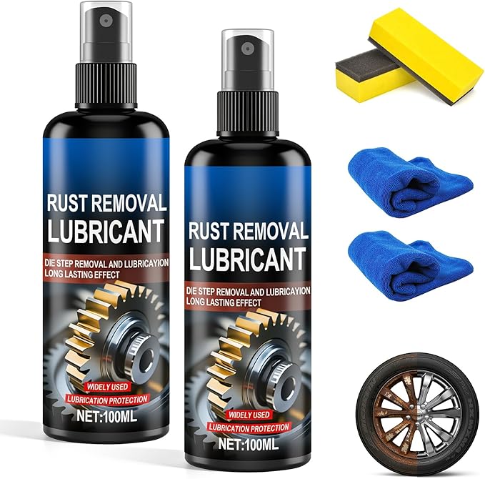 2Pcs Rust Remover Spray for Metal,Multipurpose Rust Stain Remover,Iron Rust Stain Remover,Fast-Acting Oxidation Metal Cleaner for Vehicles,Tools,Chains