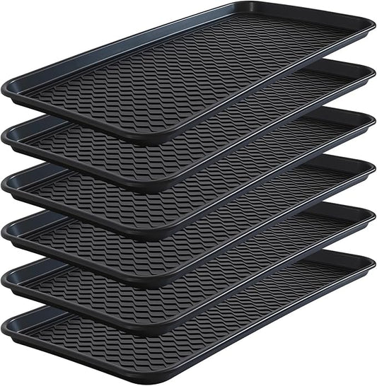 Boot Tray for Entryway, 6 Pack Waterproof Shoe Trays for Indoor Outdoor Use 30"x15" Durable Shoe Mat with Raised Edge, Non-Slip Tray for Boots, Pets, Garden & Muddy Shoes