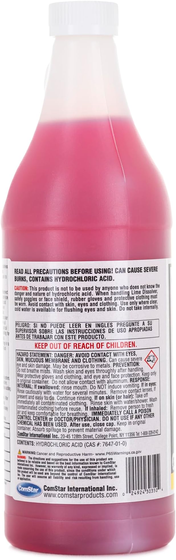 ComStar Lime Dissolver & Scale Remover,1 Quart, Industrial Strength Descaler for Cooling Towers, Boilers, Coils, Urinals, Toilet Bowls, Ice Machines, Lab Equipment, Rust & Stain Cleaner (30-350)