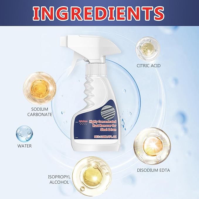 enterlent Heavy Duty Rust Removal for Metal,Multipurpose Rust Remover Spray,Stainless Steel Rust Remover Cleaner,Powerful Steel Rust Removal,Rust Converter for Various Metals Furniture