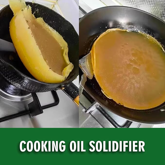 Cooking Oil Solidifier Powder 12oz - Solidifies Up to 2.5 Gallons (34 Cups) of Used Fry Oil, 100% Plant-Based Grease Hardener for Easy Kitchen Disposal, Oil Solidifying Solution
