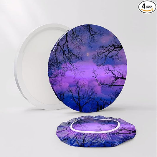 12" Ceiling Light Cover, 4 Pcs Flush Mount Light Fixture Cover, Fabric Ceiling Light Fixture Cover, Light Filters for Bedroom, Kitchen, Hallways/Entryways, Office, Basement (Purple Dusk)