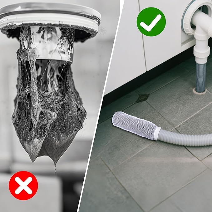3 Pcs Lint Traps for Washing Machine Hose,Washer Hose Lints Trap Mesh with 3 Cable Ties Washing Machine Lint Traps for Drain Hoses,White
