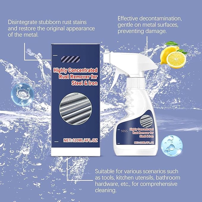 OJJ 2026 New Highly Concentrated Steel Rust Remover, Meigline Rust Remover for Steel & Iron, Powerful Rust Stain Remover for Tools, Stainless Steel, Automotive Parts, Fast Acting Rust-120ml (1 PCS)