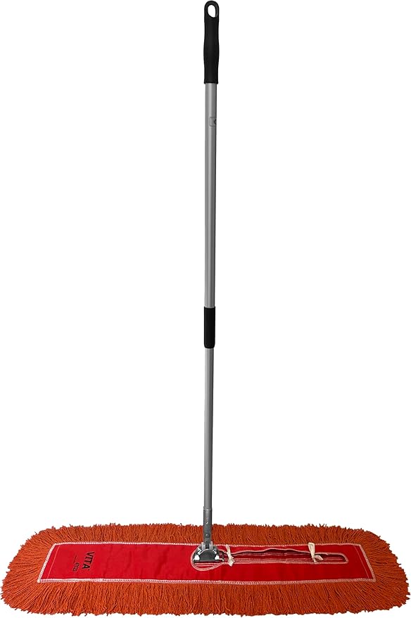 Ultimate Dust Mop Kit: Industrial-Grade Performance, Heavy-Duty Frame, Telescopic Handle - Orange 24 Inch