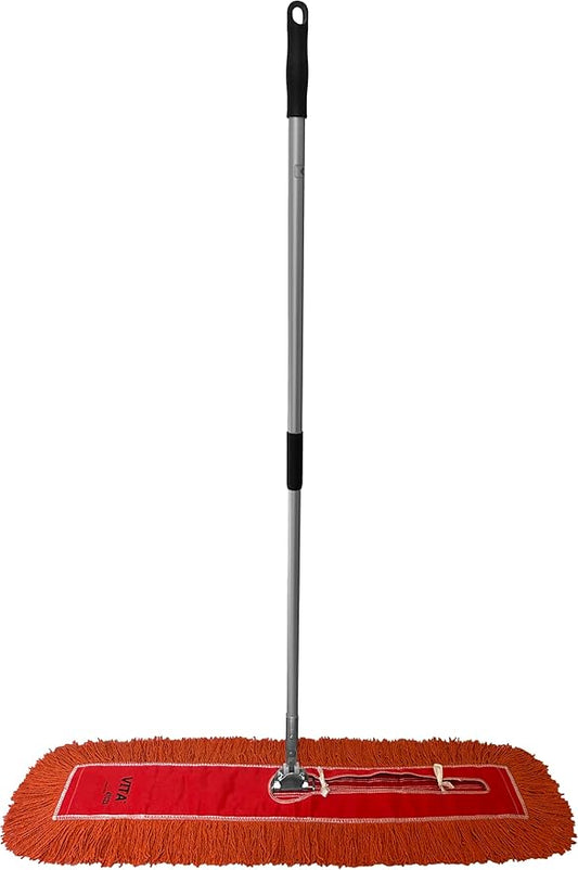 Ultimate Dust Mop Kit: Industrial-Grade Performance, Heavy-Duty Frame, Telescopic Handle - Orange 24 Inch
