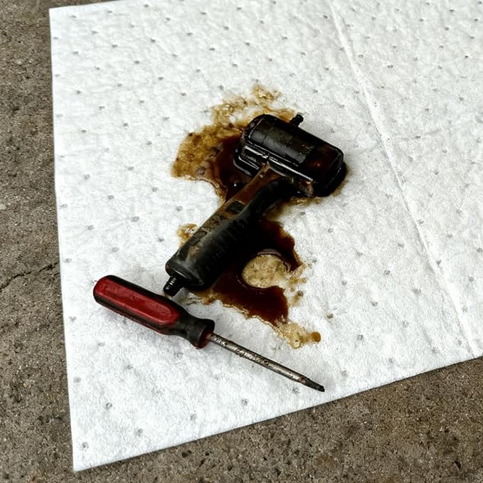 Oil Spill Absorbent Pads | 30-Pack 17"x13.8" Industrial & Marine Spill Mats | Leak & Spill Cleanup Pads for Garage, Marine Bilge, Engine Bay, Workshops | Repels Water