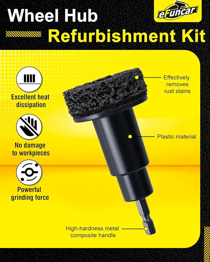 Brake Rotor Resurfacing Tool Kit, Wheel Hub Rust Removal Tool for Cars & Trucks, Wheel Stud Cleaner Fits 1/2" Impact Wrenches & Drills with 5 Abrasive Pads