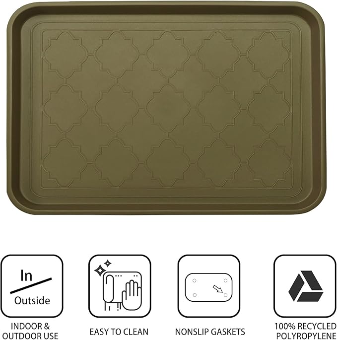 WATANIYA PET Boot Tray for Entryway Indoor, Heavy Duty Shoe Mat Tray 2 Packs, 16.7"x12.8" Waterproof Mat with Raised Edge, Outdoor Multi-Purpose for Boots, Shoes, Garden