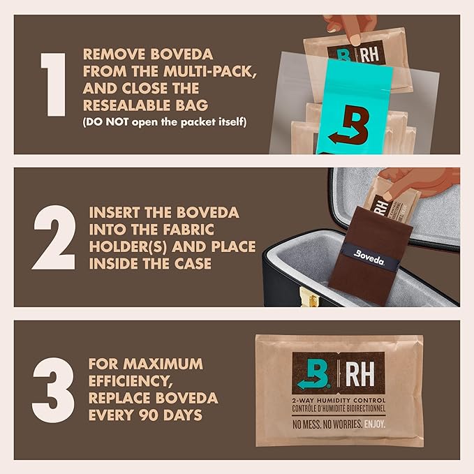 Boveda High-Absorbency 49% Two-Way Humidity Control Packs for Music Instruments in Extreme Humidity – 4 Pack – Size 40 – Moisture Absorbers for Instrument Cases – Prevent Warp – Resealable Bag