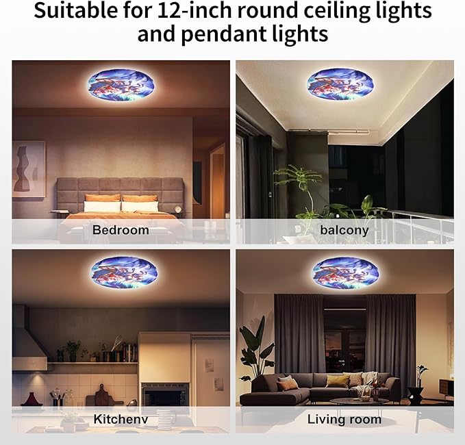 Christmas Lights Cover, 12" Ceiling Light Cover, 4 Pcs Fabric Light Fixture Cover, Filters for Bedroom, Kitchen, Hallways/Entryways, Office, Basement (Christmas Style)