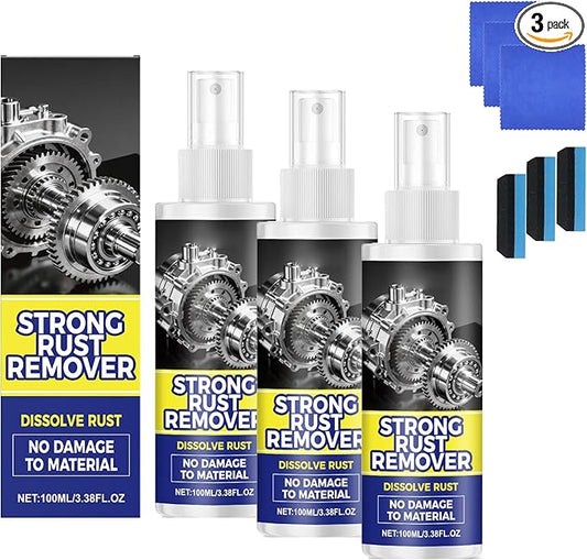 Strong Rust Remover, Powerful Rust Remover Spray for Cars, Multipurpose Rust Remover Spray, Multipurpose Rust Stain Remover, Car Rust Removal Spray for Vehicles, Tools, Chains, Metal (3, 100ml)