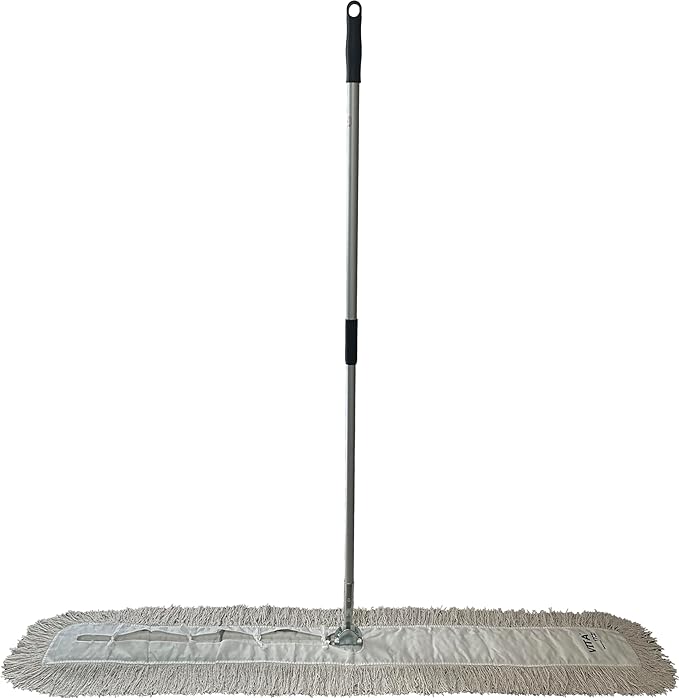 Ultimate Dust Mop Kit: Industrial-Grade Performance, Heavy-Duty Frame, Telescopic Handle - White 60 Inch