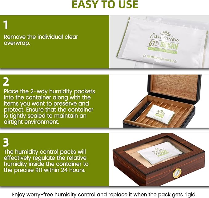 62% Two-Way Humidity Control Packets,4g (15 Pack) – Moisture Absorbers & Hydration Packets for Storage