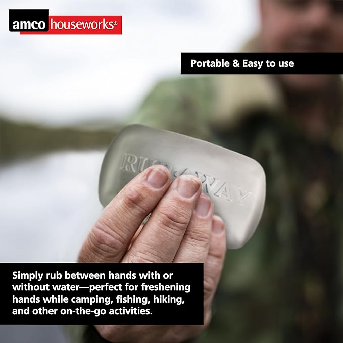 Amco Rub Away Bar, Stainless Steel Odor Absorber (3.1" x .7") - Dishwasher Safe Kitchen & Outdoor Essential for Garlic, Onion, Fishing, Hiking Odors - Natural Odor Remover (Mini Size)