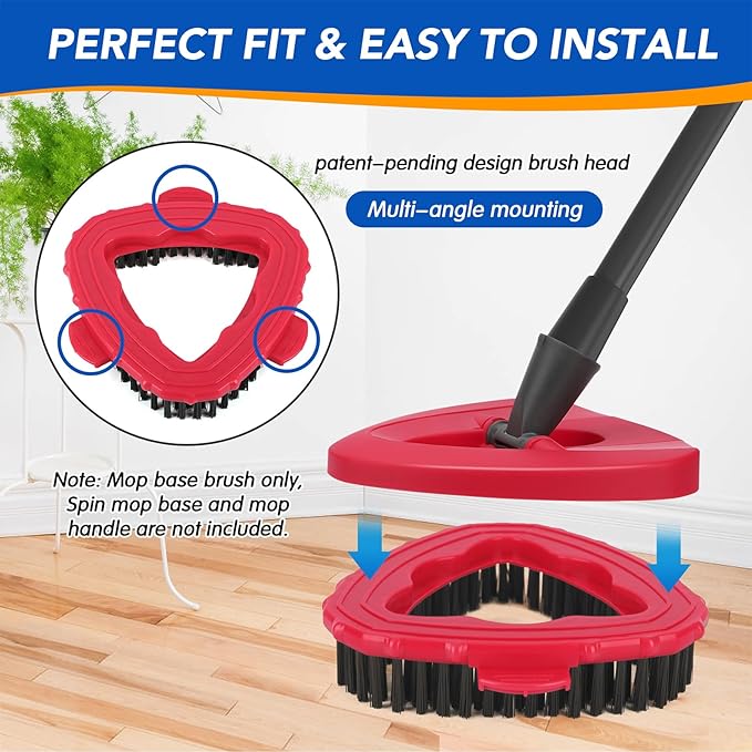 2 Pack Scrub Brush Head for EasyWring 1-Tank System, Hard Bristle Spin Mop Scrub Brush Attachment for Tile, Bathroom, Kitchen, Deck & Floor Cleaning