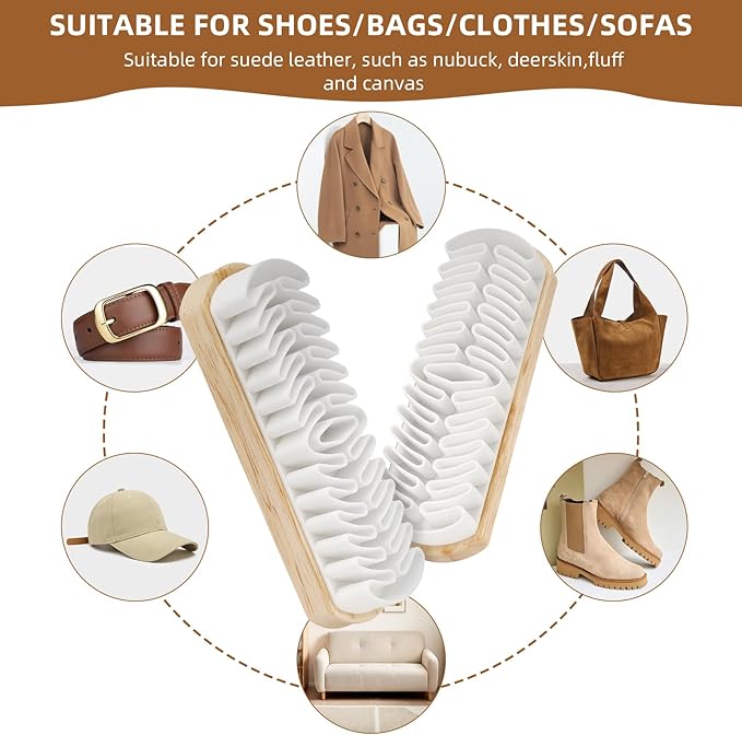 Suede Cleaner Brush 2 Pack, Gentle Daily Care Brush for Suede & Nubuck Shoes, Boots, Bags, Portable Cleaner Kit for Refreshing Nap and Lifting Surface Dirt