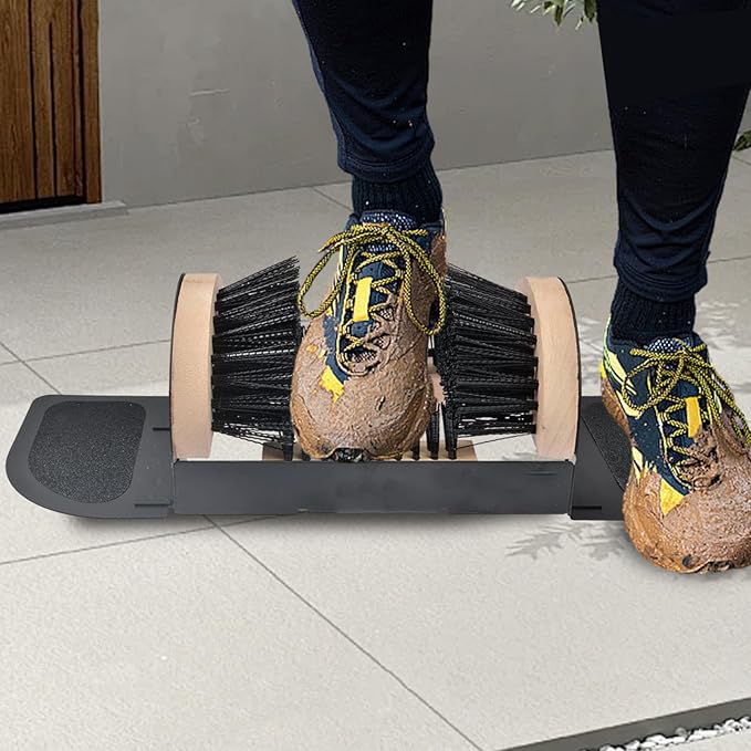 Boot Scraper, 23.5x10.5cm Heavy Duty Dirt Cleaner with Wooden and Metal Brush for Shoes, Mud, Snow, Farm, Camping, Entryway, Porch, Home Outdoor