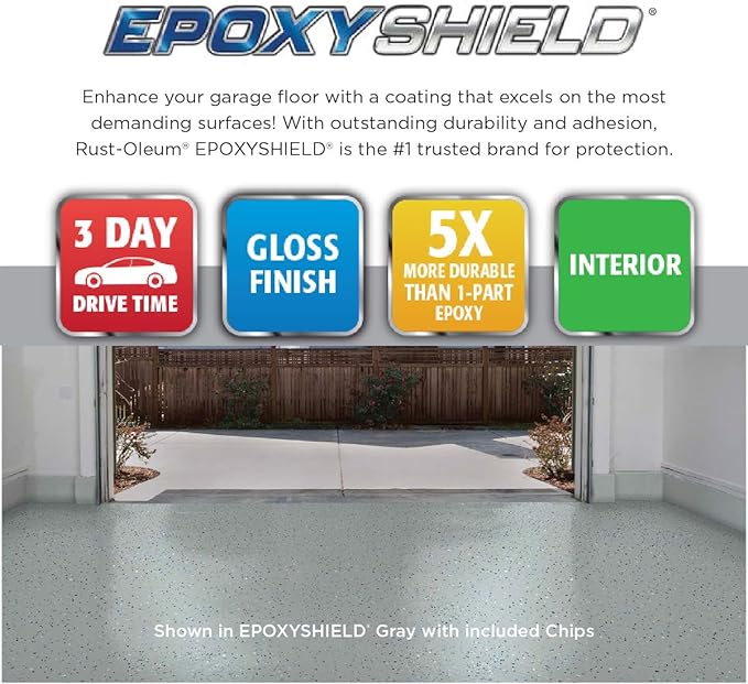 Rust-Oleum 251966 EPOXYSHIELD Garage Floor Coating Kit, 1 Car, Gloss Tan