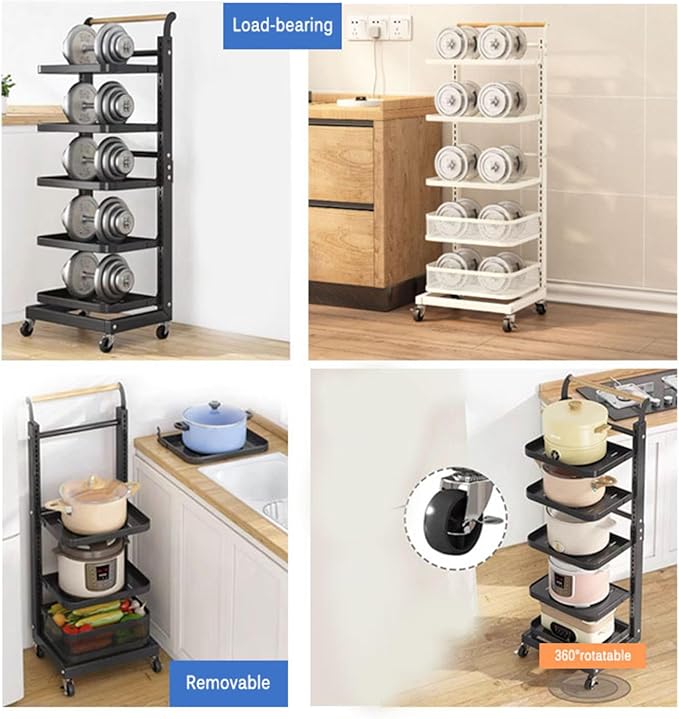 Pan Lid nizer for Kitchen Cabinet Shelf Storage Black 5 Boards with 1 Basket.