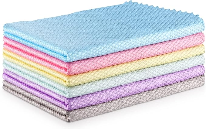 Easy Clean Streak Free Glass Cleaning Miracle Microfiber Cleaning Cloth for Kitchen,Counter,Window,Mirror Lint Free Dish Drying Cloths Glass Polishing Rag,All-Purpose,Reusable,Nanoscale Pack of 6