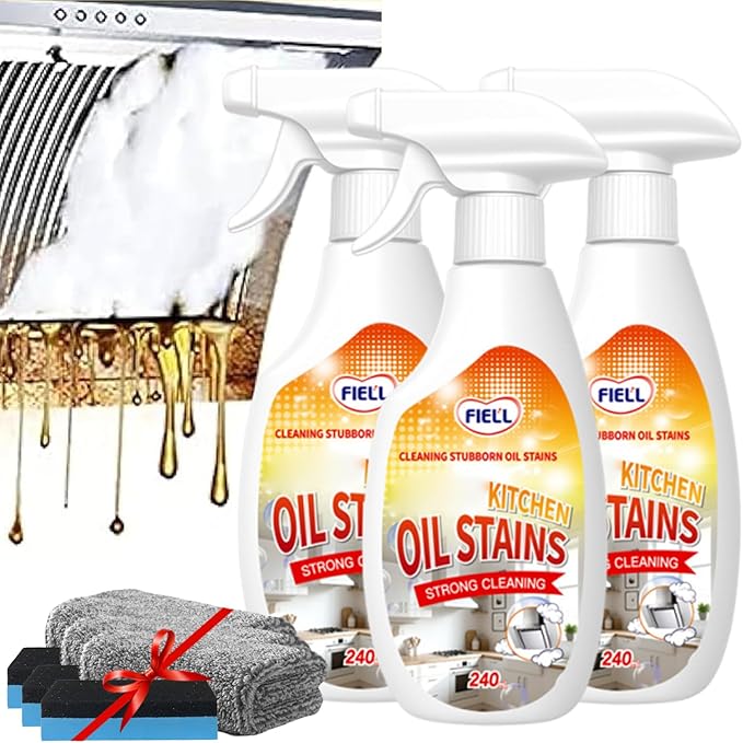 FIELL Heavy-Duty Kitchen Degreaser Foam Cleaner, 8.46 fl.oz Clean Kitchens Up Kitchen Oil Cleaner, Multipurpose Oil Stain Remover Spray, Multi functiona Foam Cleaner Spray (3PCS)