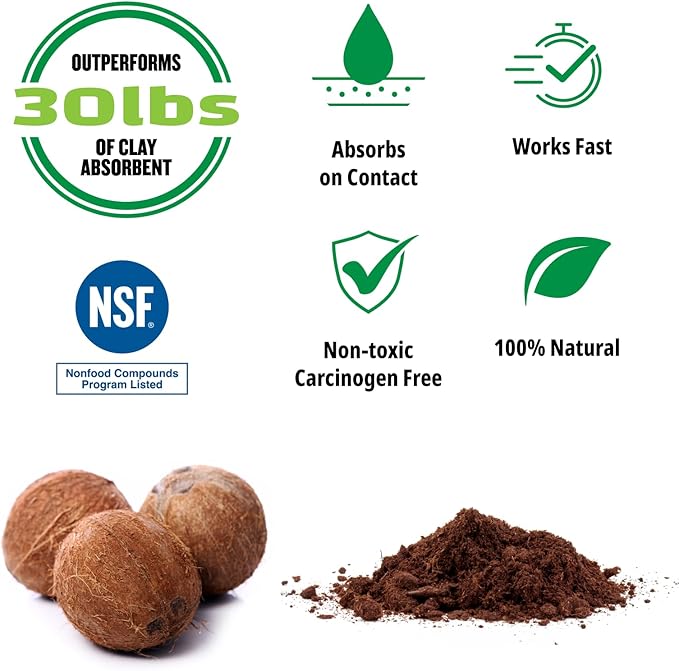 FlashDry Super Spill Absorbent, 5L Bucket with Dispenser Lid, 100% Organic Coco Coir, Landfill Safe, OSHA Approved, Ideal for Absorbing Oil, Paint, Grease in Garages, Kitchens, Janitor Kits, Pack of 6