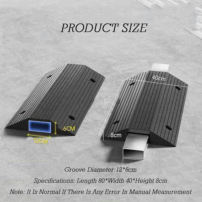 Speed Bumps Cable Protector,1-Piece Integrated Cable Cover Ramp,for Road Garage Gravel Roads Asphalt Concrete(80x40x8CM)