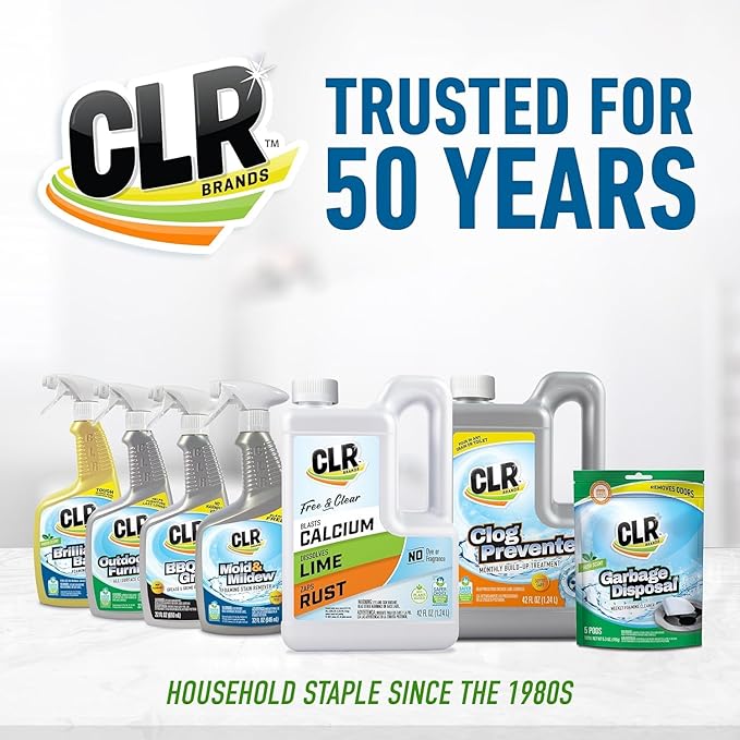 CLR Brands® Brilliant Bath Foaming Bathroom Cleaner Spray Free & Clear, No Added Dyes or Fragrances, Soap Scum and Hard Water Stain Remover, Use on Showers, Baths, Toilets and More, 26 Oz (Pack of 1)