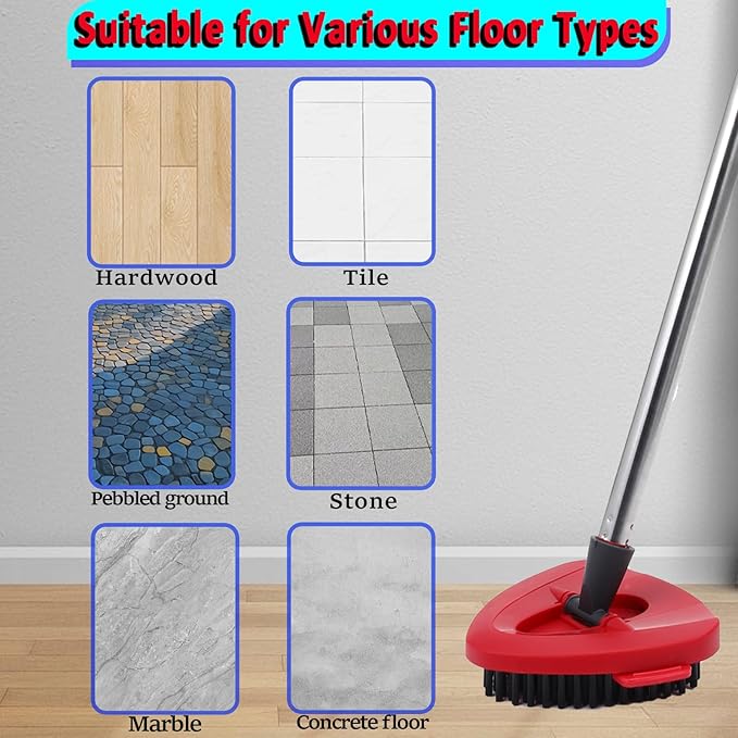 Spin Mop Scrub Brush Head Compatible with O Cedar EasyWring 1-Tank Spin Mop System, 2 Microfiber Scrubber Mop Head Refills & 1 Mop Base, Hard Bristle Cleaning Brush for Bathroom, Kitchen, Tub and Tile