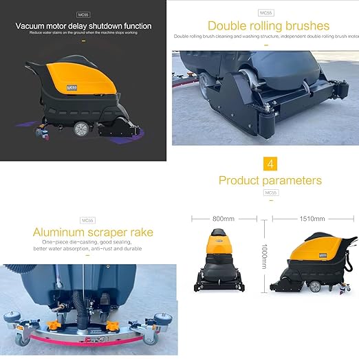 Floor Clean Scrubber Sweeper Machine Electric Cleaning Equipment, 33" Suction Width,19-gal Sewage Tank, Complete Set of Parts
