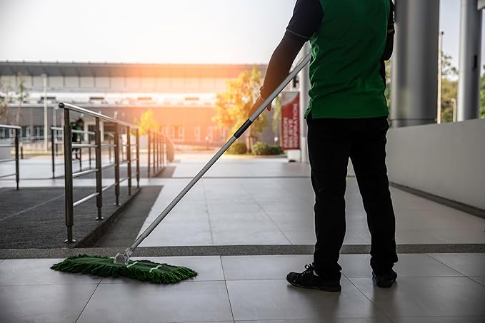 Ultimate Dust Mop Kit: Industrial-Grade Performance, Heavy-Duty Frame, Telescopic Handle - Green 24 Inch